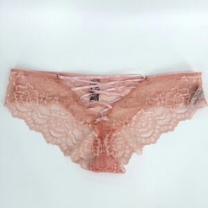 NWT Adore Me Enni Cheeky Lace Panty Underwear Light Pink Strappy Open Back Sz L